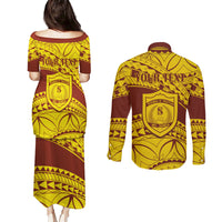 Personalised Samoa College Couples Matching Puletasi Dress and Long Sleeve Button Shirt Samoan Pattern - Wonder Print Shop