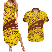 Personalised Samoa College Couples Matching Summer Maxi Dress and Hawaiian Shirt Samoan Pattern - Wonder Print Shop
