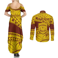 Personalised Samoa College Couples Matching Summer Maxi Dress and Long Sleeve Button Shirt Samoan Pattern - Wonder Print Shop