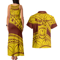 Personalised Samoa College Couples Matching Tank Maxi Dress and Hawaiian Shirt Samoan Pattern - Wonder Print Shop