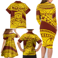 Personalised Samoa College Family Matching Long Sleeve Bodycon Dress and Hawaiian Shirt Samoan Pattern - Wonder Print Shop