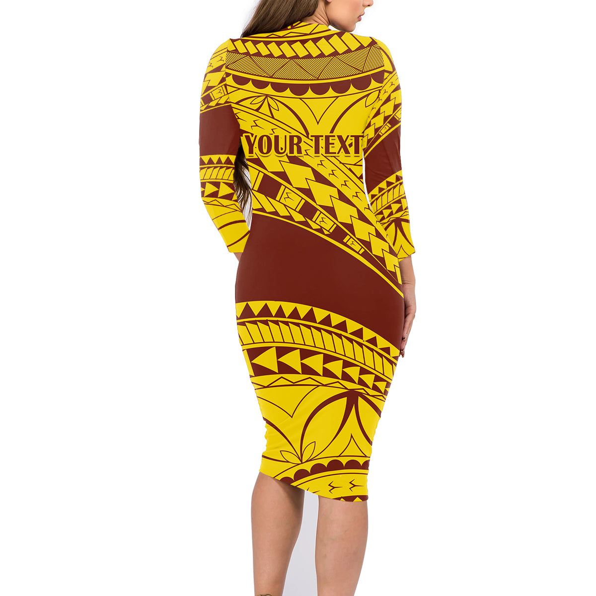 Personalised Samoa College Family Matching Long Sleeve Bodycon Dress and Hawaiian Shirt Samoan Pattern - Wonder Print Shop
