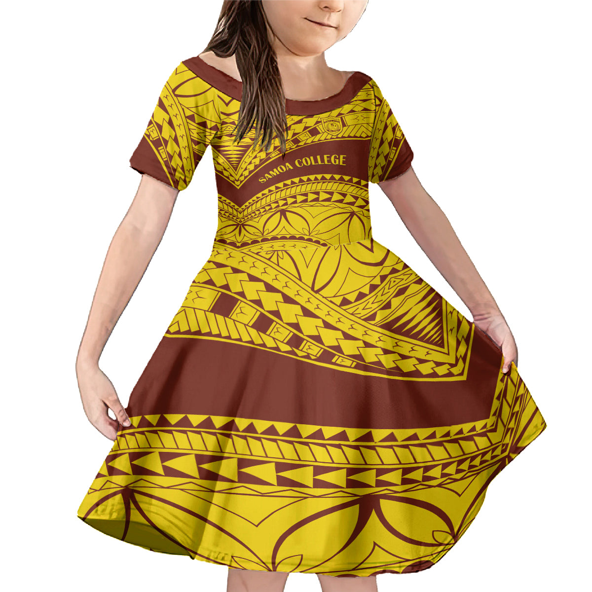 Personalised Samoa College Family Matching Mermaid Dress and Hawaiian Shirt Samoan Pattern - Wonder Print Shop