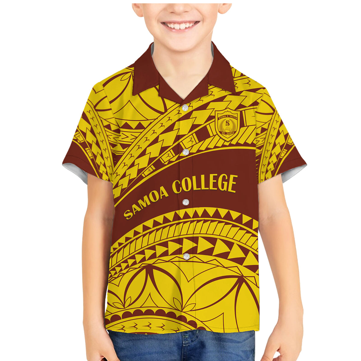 Personalised Samoa College Family Matching Mermaid Dress and Hawaiian Shirt Samoan Pattern - Wonder Print Shop