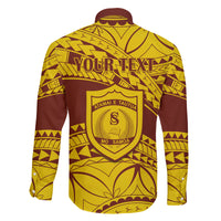 Personalised Samoa College Family Matching Off Shoulder Long Sleeve Dress and Hawaiian Shirt Samoan Pattern - Wonder Print Shop