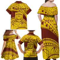 Personalised Samoa College Family Matching Off Shoulder Maxi Dress and Hawaiian Shirt Samoan Pattern - Wonder Print Shop