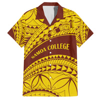 Personalised Samoa College Family Matching Off Shoulder Short Dress and Hawaiian Shirt Samoan Pattern - Wonder Print Shop