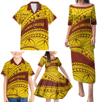 Personalised Samoa College Family Matching Puletasi Dress and Hawaiian Shirt Samoan Pattern - Wonder Print Shop