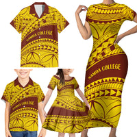 Personalised Samoa College Family Matching Short Sleeve Bodycon Dress and Hawaiian Shirt Samoan Pattern - Wonder Print Shop