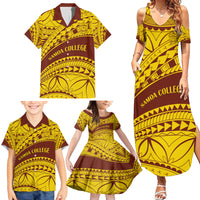 Personalised Samoa College Family Matching Summer Maxi Dress and Hawaiian Shirt Samoan Pattern - Wonder Print Shop