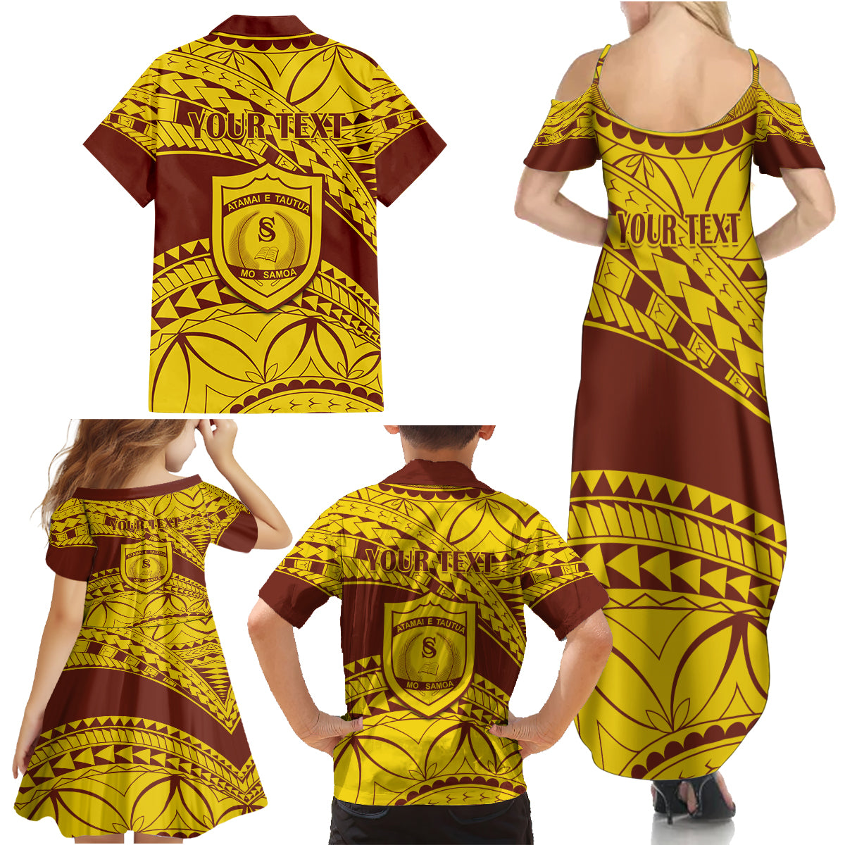 Personalised Samoa College Family Matching Summer Maxi Dress and Hawaiian Shirt Samoan Pattern - Wonder Print Shop