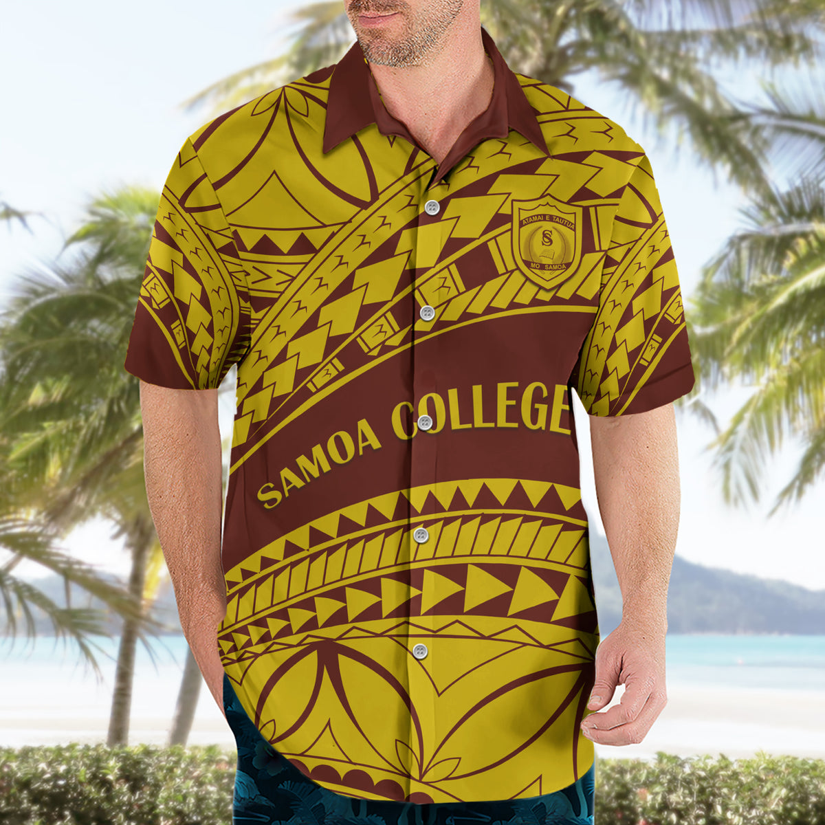 Personalised Samoa College Hawaiian Shirt Samoan Pattern - Wonder Print Shop