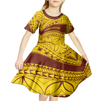 Personalised Samoa College Kid Short Sleeve Dress Samoan Pattern - Wonder Print Shop