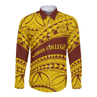 Personalised Samoa College Long Sleeve Button Shirt Samoan Pattern - Wonder Print Shop
