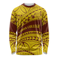 Personalised Samoa College Long Sleeve Shirt Samoan Pattern - Wonder Print Shop