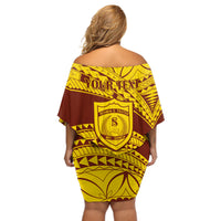 Personalised Samoa College Off Shoulder Short Dress Samoan Pattern - Wonder Print Shop
