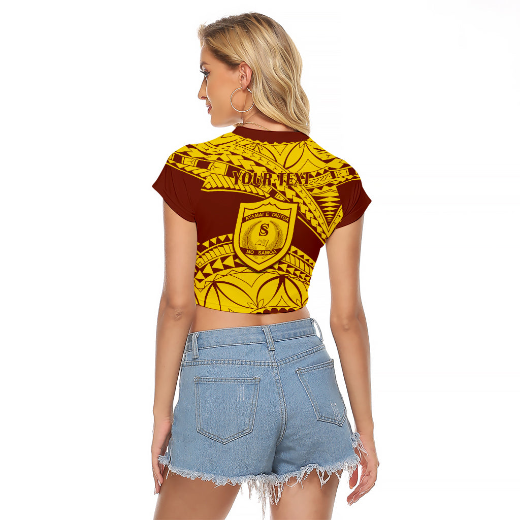 Personalised Samoa College Raglan Cropped T Shirt Samoan Pattern - Wonder Print Shop