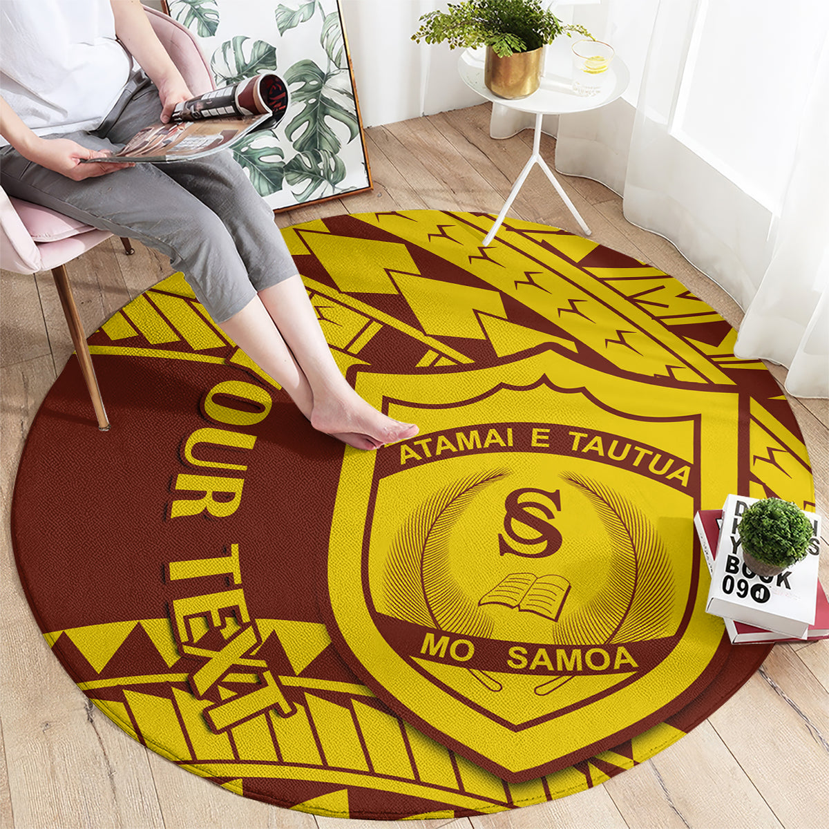 personalised-samoa-college-round-carpet-samoan-pattern