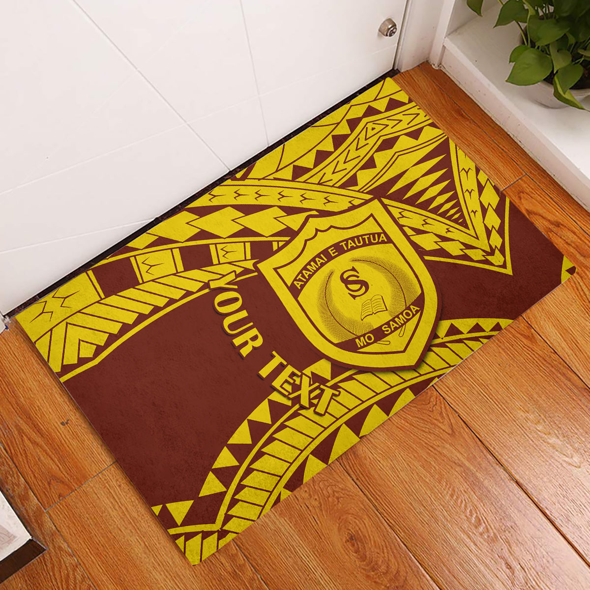 Personalised Samoa College Rubber Doormat Samoan Pattern - Wonder Print Shop