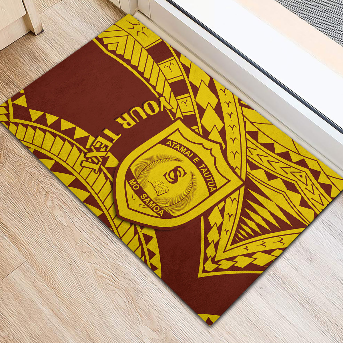 Personalised Samoa College Rubber Doormat Samoan Pattern - Wonder Print Shop