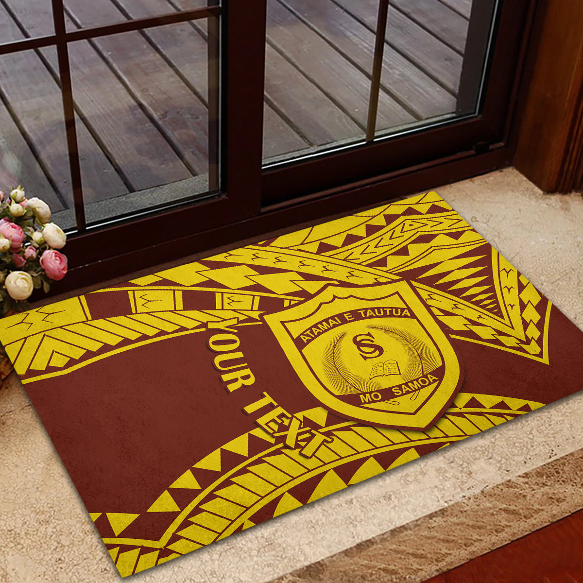 Personalised Samoa College Rubber Doormat Samoan Pattern - Wonder Print Shop