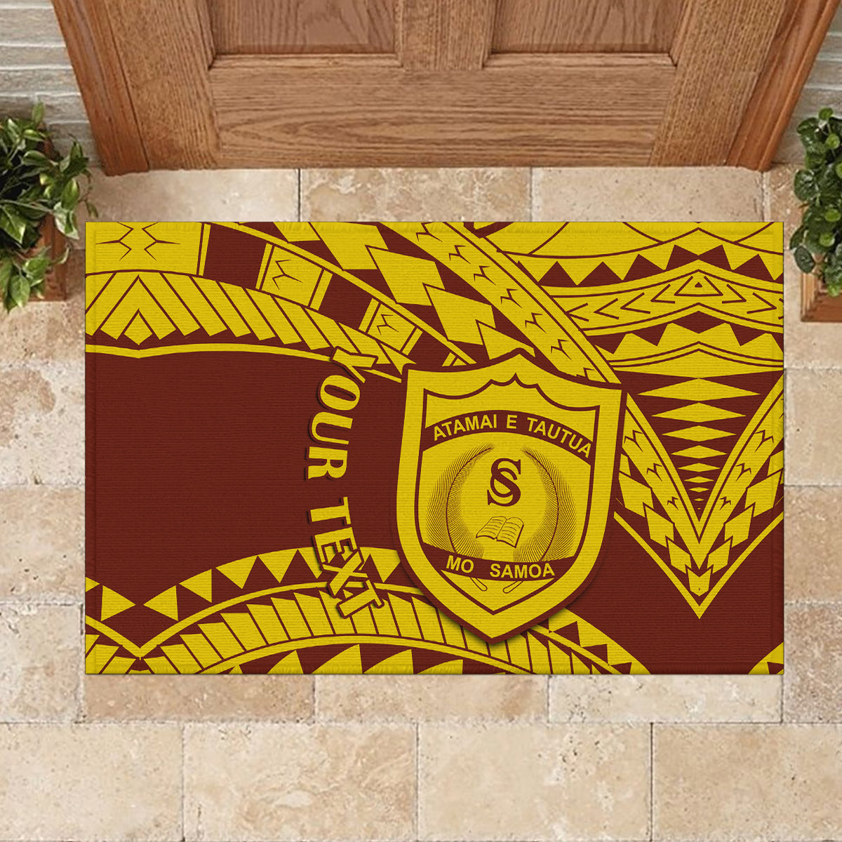 Personalised Samoa College Rubber Doormat Samoan Pattern - Wonder Print Shop