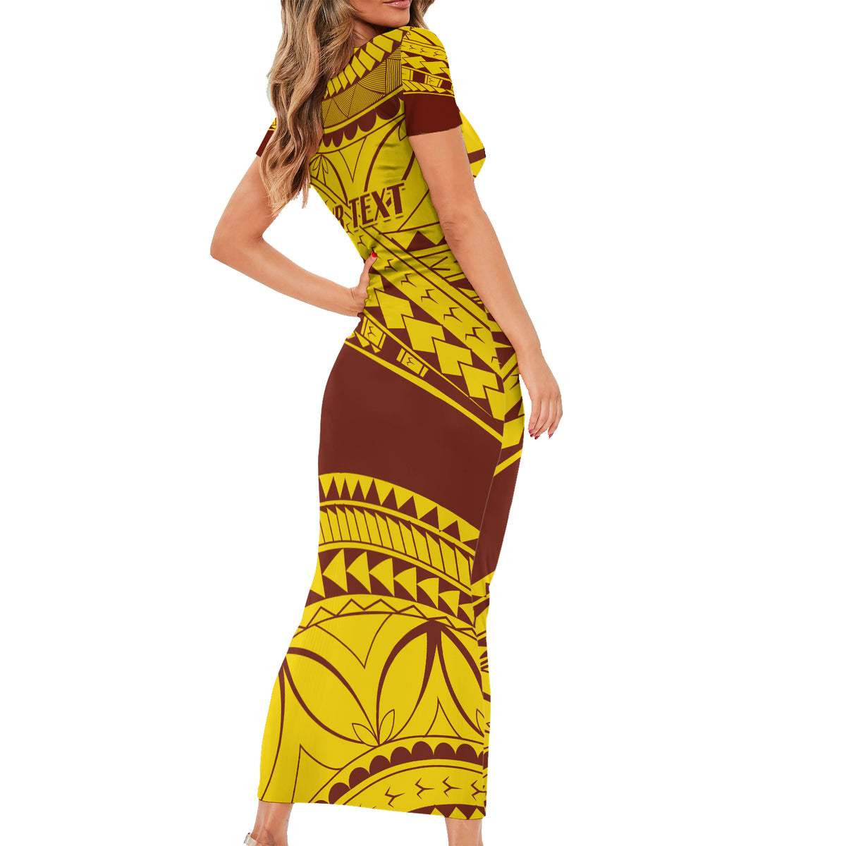 Personalised Samoa College Short Sleeve Bodycon Dress Samoan Pattern - Wonder Print Shop