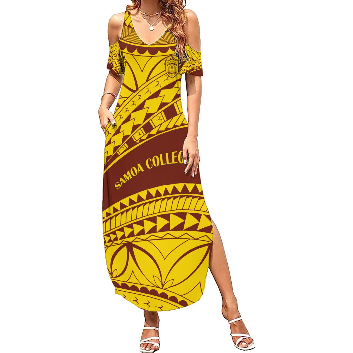 Personalised Samoa College Summer Maxi Dress Samoan Pattern - Wonder Print Shop
