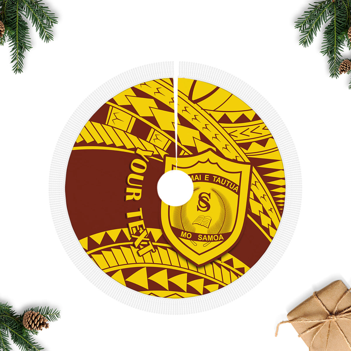 Personalised Samoa College Tree Skirt Samoan Pattern - Wonder Print Shop