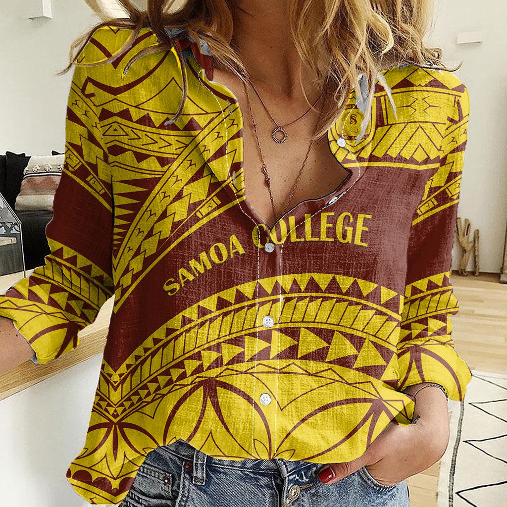 Personalised Samoa College Women Casual Shirt Samoan Pattern - Wonder Print Shop