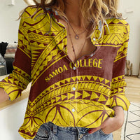 Personalised Samoa College Women Casual Shirt Samoan Pattern - Wonder Print Shop