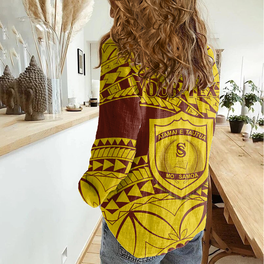 Personalised Samoa College Women Casual Shirt Samoan Pattern - Wonder Print Shop