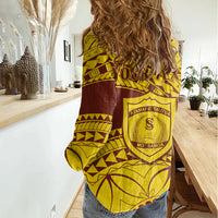 Personalised Samoa College Women Casual Shirt Samoan Pattern - Wonder Print Shop