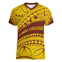 Personalised Samoa College Women V Neck T Shirt Samoan Pattern - Wonder Print Shop