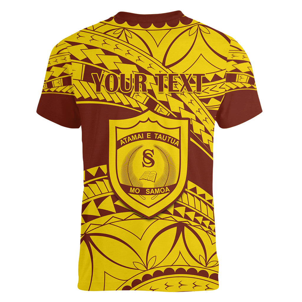 Personalised Samoa College Women V Neck T Shirt Samoan Pattern - Wonder Print Shop