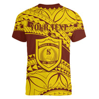 Personalised Samoa College Women V Neck T Shirt Samoan Pattern - Wonder Print Shop