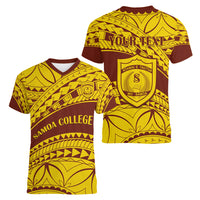 Personalised Samoa College Women V Neck T Shirt Samoan Pattern - Wonder Print Shop