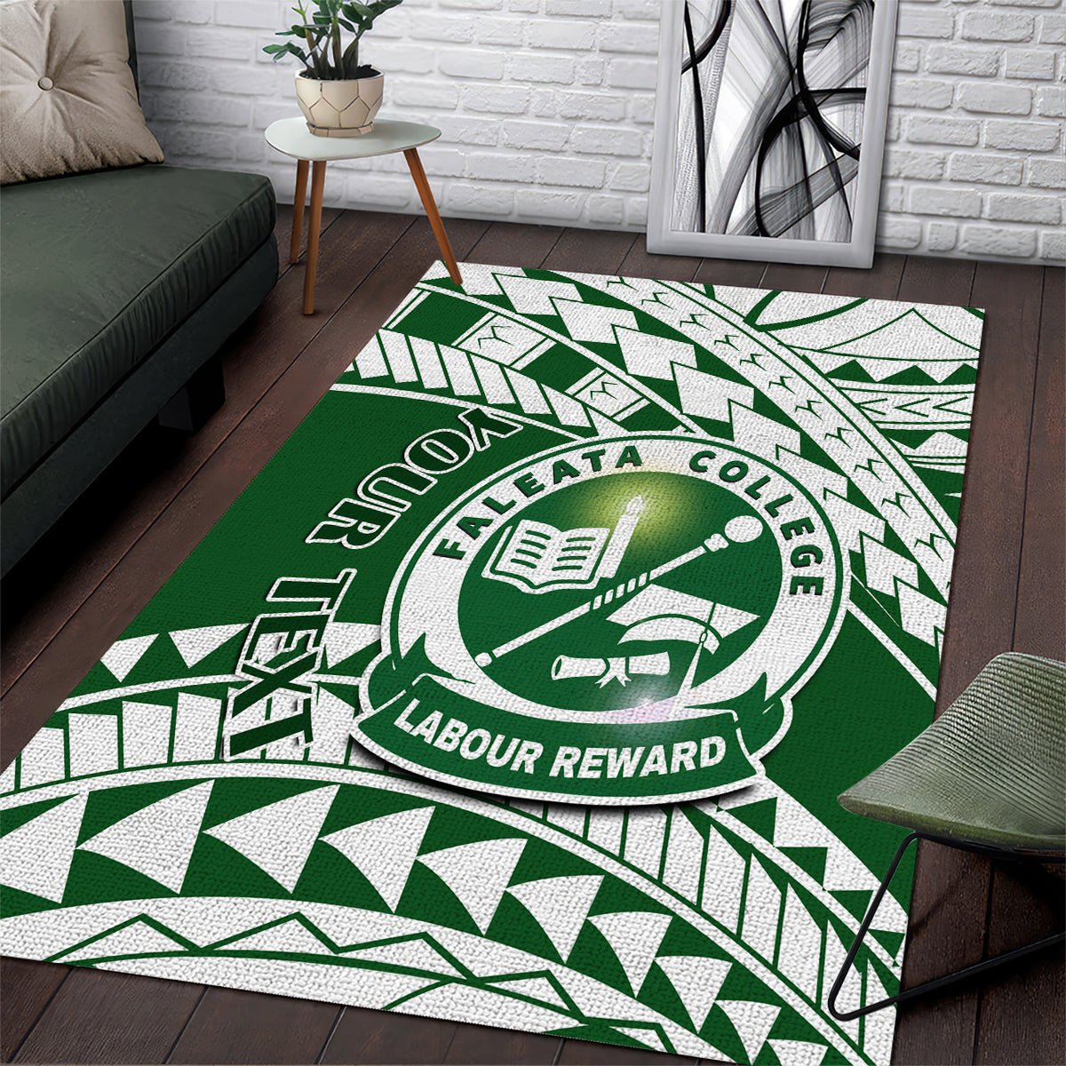 Personalised Samoa Faleata College Area Rug Samoan Pattern - Wonder Print Shop