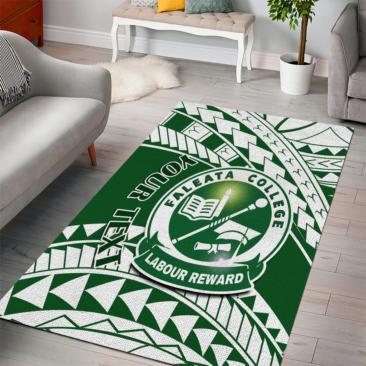 Personalised Samoa Faleata College Area Rug Samoan Pattern - Wonder Print Shop