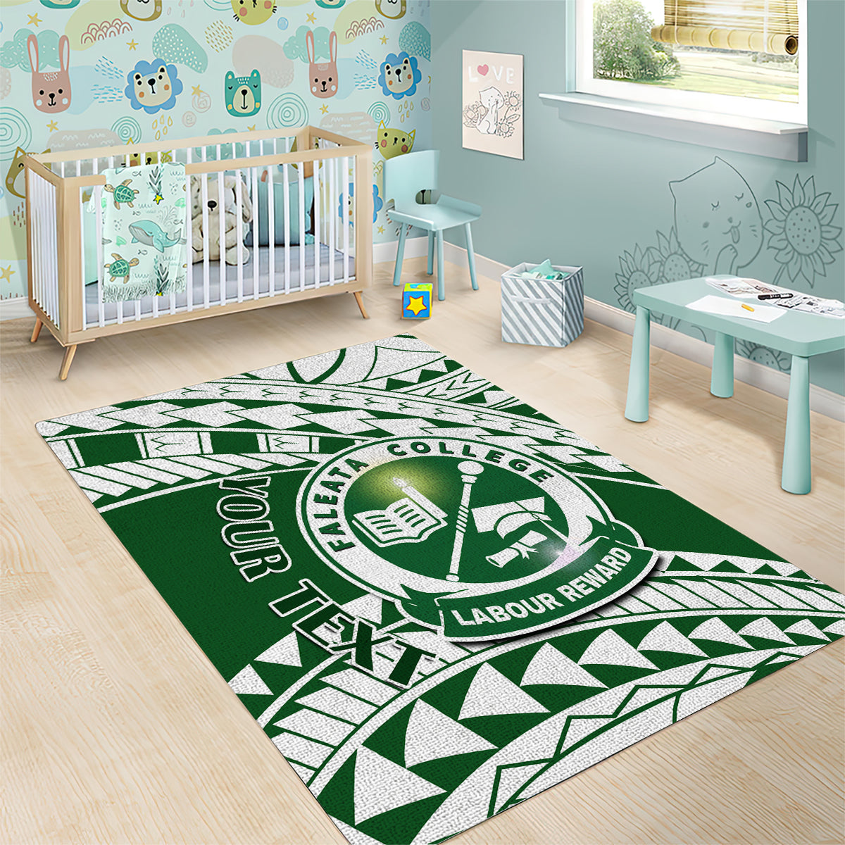 Personalised Samoa Faleata College Area Rug Samoan Pattern - Wonder Print Shop