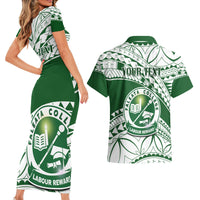 Personalised Samoa Faleata College Couples Matching Short Sleeve Bodycon Dress and Hawaiian Shirt Samoan Pattern - Wonder Print Shop