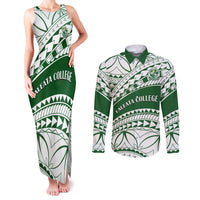 Personalised Samoa Faleata College Couples Matching Tank Maxi Dress and Long Sleeve Button Shirt Samoan Pattern - Wonder Print Shop