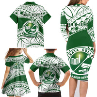 Personalised Samoa Faleata College Family Matching Long Sleeve Bodycon Dress and Hawaiian Shirt Samoan Pattern - Wonder Print Shop