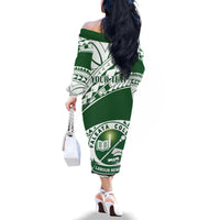 Personalised Samoa Faleata College Family Matching Off Shoulder Long Sleeve Dress and Hawaiian Shirt Samoan Pattern - Wonder Print Shop