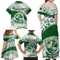 Personalised Samoa Faleata College Family Matching Off Shoulder Maxi Dress and Hawaiian Shirt Samoan Pattern - Wonder Print Shop