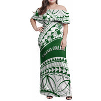 Personalised Samoa Faleata College Family Matching Off Shoulder Maxi Dress and Hawaiian Shirt Samoan Pattern - Wonder Print Shop