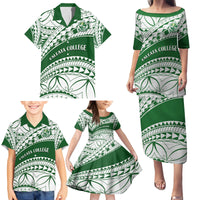 Personalised Samoa Faleata College Family Matching Puletasi Dress and Hawaiian Shirt Samoan Pattern - Wonder Print Shop