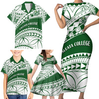 Personalised Samoa Faleata College Family Matching Short Sleeve Bodycon Dress and Hawaiian Shirt Samoan Pattern - Wonder Print Shop
