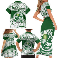 Personalised Samoa Faleata College Family Matching Short Sleeve Bodycon Dress and Hawaiian Shirt Samoan Pattern - Wonder Print Shop