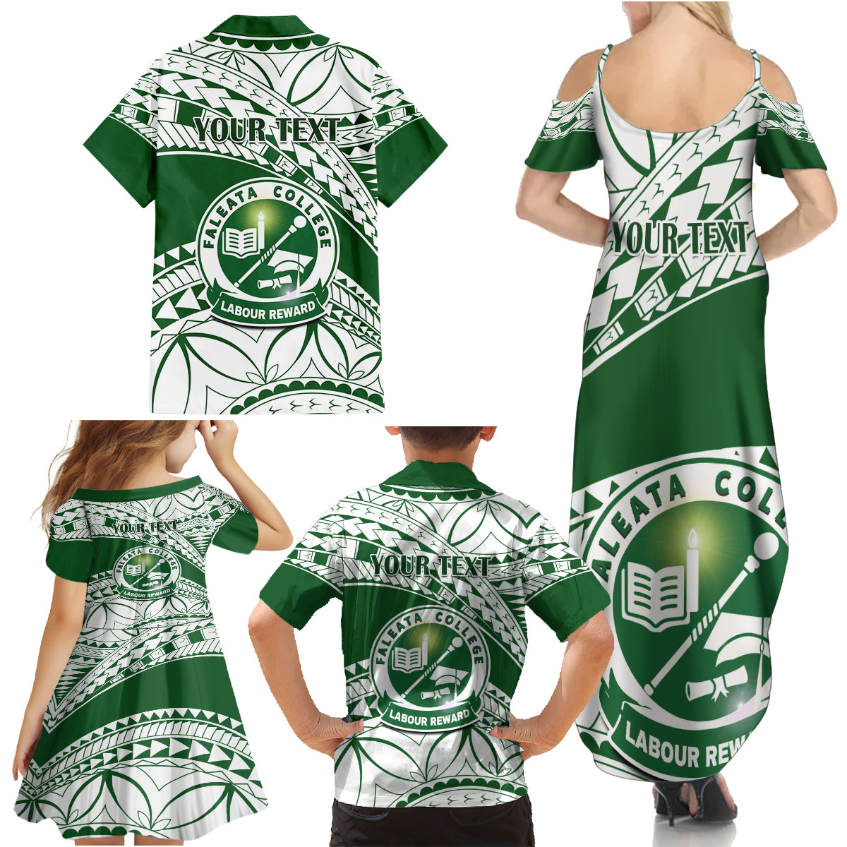 Personalised Samoa Faleata College Family Matching Summer Maxi Dress and Hawaiian Shirt Samoan Pattern - Wonder Print Shop